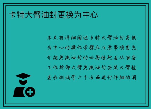 卡特大臂油封更换为中心