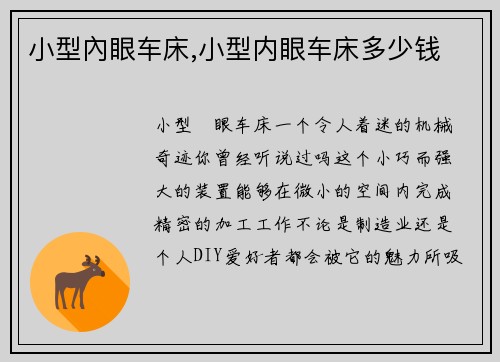 小型內眼车床,小型内眼车床多少钱